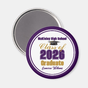 Imán Recuerdo de graduación de la clase de 2026 de oro