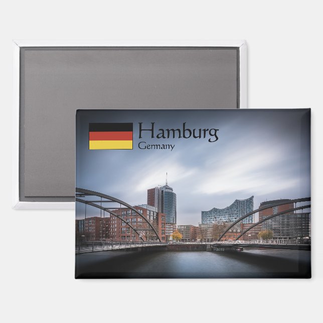 Imán Recuerdo de Hamburgo Alemania (Anverso/Reverso)