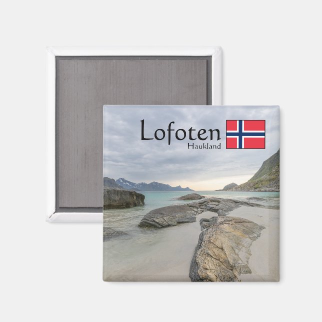 Imán Recuerdo de Haukland (Anverso/Reverso)