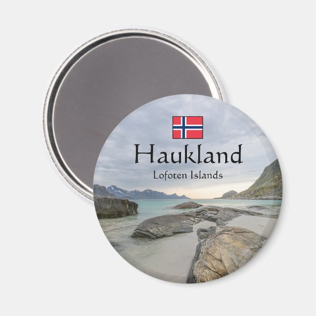 Imán Recuerdo de Haukland (Anverso/Reverso)