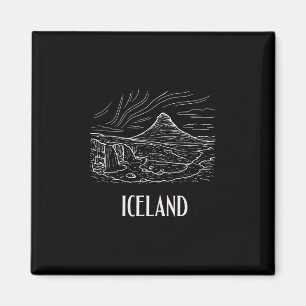 Imán Recuerdo de Islandia Arte Retro Senderismo Aurora