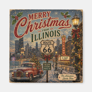 Imán Recuerdo de la ruta 66 de vacaciones en Chicago