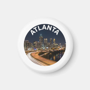 Imán Recuerdo de la silueta de Atlanta Georgia, luces d