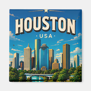 Imán Recuerdo de la silueta de Houston Texas
