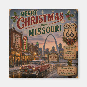 Imán Recuerdo de Navidad de la Ruta 66 de St Louis