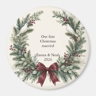 Imán Recuerdo de Navidad de recién casados Palomas de h