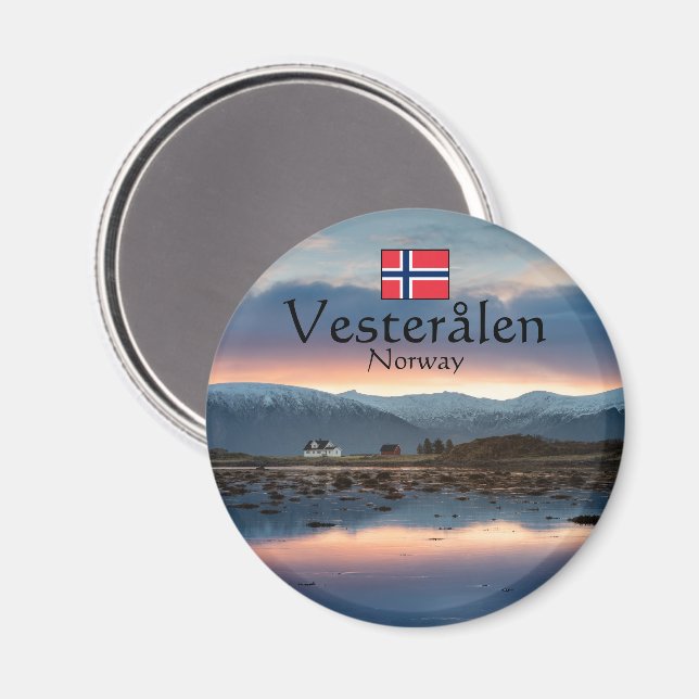Imán Recuerdo de Noruega Vesteralen (Anverso/Reverso)