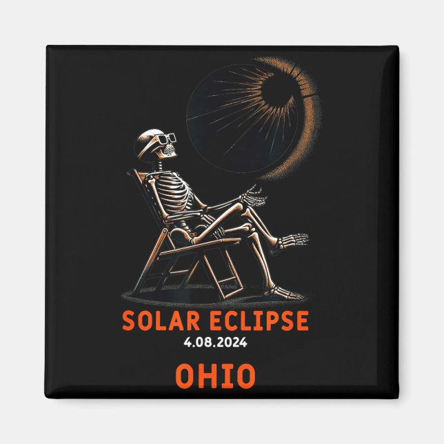 Imán Recuerdo de Ohio de esqueleto de eclipse solar lin (Frente)
