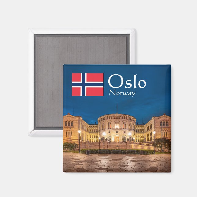 Imán Recuerdo de Oslo Noruega (Anverso/Reverso)