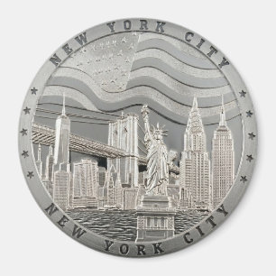 Imán Recuerdo de plata del puente de Manhattan de la ci