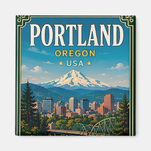 Imán 🌲 Recuerdo de Portland Oregon desde Mountain View