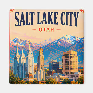 Imán 🏔️ Recuerdo de Salt Lake City Utah desde el Templ