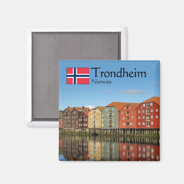 Imán Recuerdo de Trondheim Noruega (Anverso/Reverso)