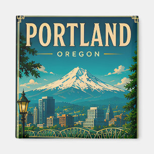 Imán Recuerdo de vacaciones de la silueta de Portland,
