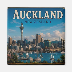 Imán 🧲 Recuerdo de vacaciones del horizonte de Aucklan
