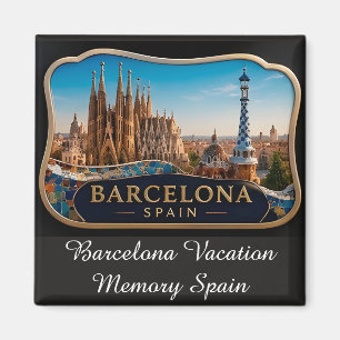 Imán 🧲 Recuerdo de vacaciones del horizonte de Barcelo