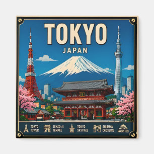 Imán 🧲 Recuerdo de vacaciones del horizonte de Tokio J
