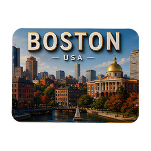 Imán Recuerdo de vacaciones en Boston, Massachusetts