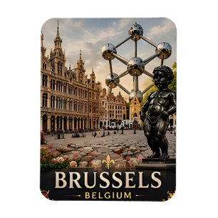 Imán 🧲 Recuerdo de vacaciones en Bruselas Bélgica para