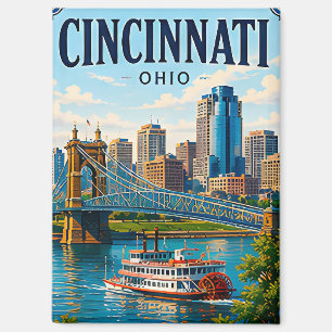 Imán 🌉 Recuerdo de vacaciones en Cincinnati Ohio River