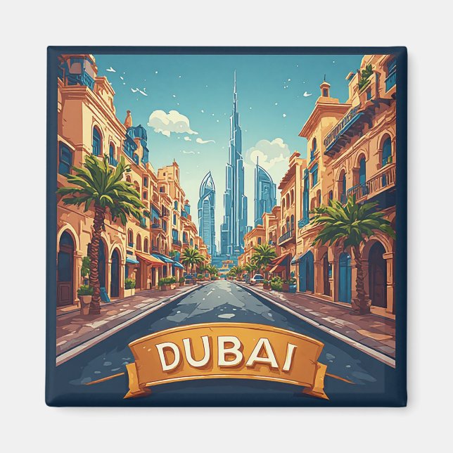 Imán 🌇 Recuerdo de vacaciones en Dubai 🧲 (Frente)