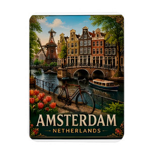 Imán 🧲 Recuerdo de vacaciones en el canal de Ámsterdam