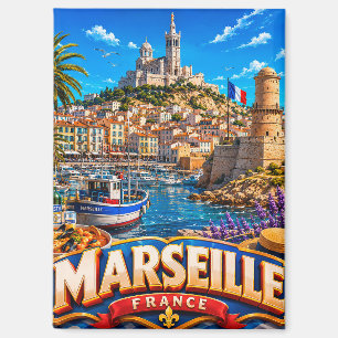 Imán 🧲 Recuerdo de vacaciones en el puerto de Marsella