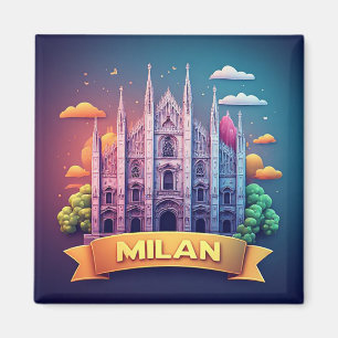 Imán 🧲 Recuerdo de vacaciones en Milán Italia