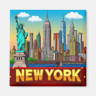 Imán 🧲 Recuerdo de vacaciones en Nueva York, EE. UU. �