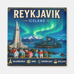 Imán 🧲 Recuerdo de vacaciones en Reikiavik Islandia pa