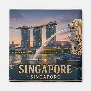 Imán 🌏 Recuerdo de Vacaciones en Singapur para Viajero