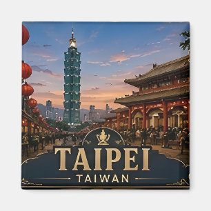 Imán 🏙️ Recuerdo de vacaciones en Taipei Taiwán para v