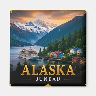 Imán 🏔️ Recuerdo de viaje a Alaska para viajeros en ca