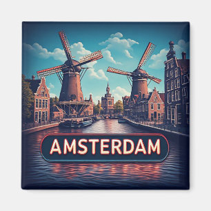 Imán 🧲 Recuerdo de viaje a Amsterdam Países Bajos 🌆