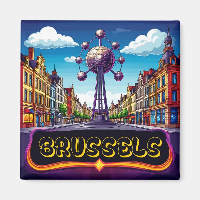 Imán Recuerdo de viaje a Bruselas ⭐ (Frente)