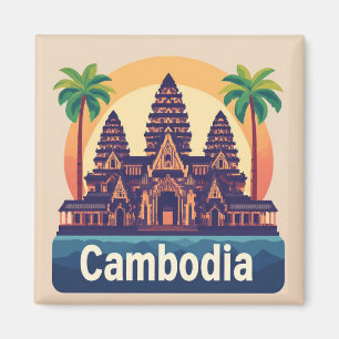 Imán Recuerdo de viaje a Camboya para viajeros del mund