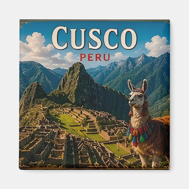 Imán 🧲 Recuerdo de viaje a Cusco Perú para viajes de a (Frente)
