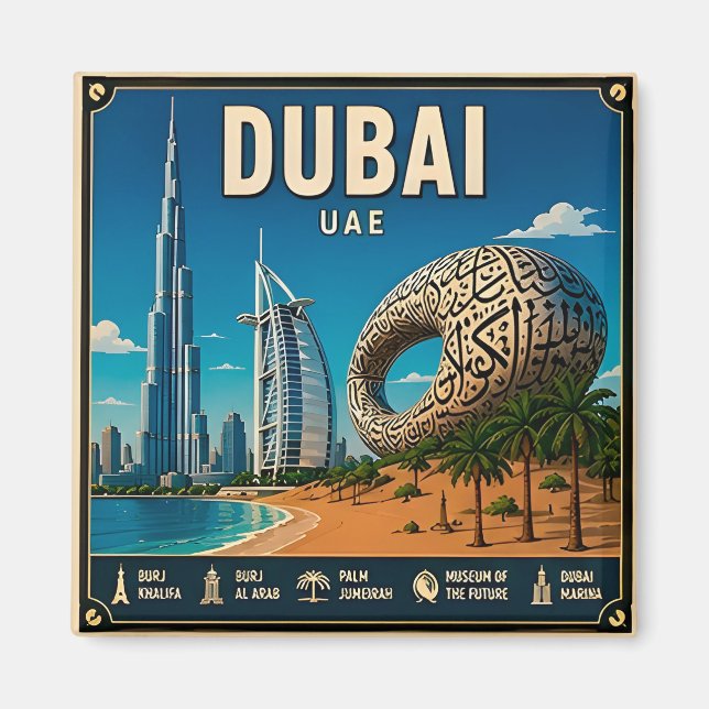 Imán 🧲 Recuerdo de viaje a Dubai UAE 🏜️ (Frente)