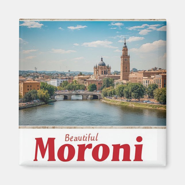 Imán Recuerdo de viaje a la isla de Moroni Comoras 🌴 (Frente)