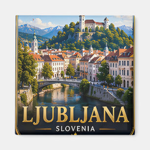 Imán 📍 Recuerdo de viaje a Ljubljana Eslovenia Ciudad 