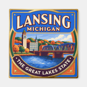 Imán Recuerdo de viaje a los Grandes Lagos de Lansing M
