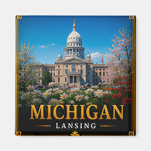 Imán Recuerdo de viaje a Michigan para viajeros de road