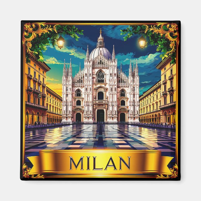 Imán 🧲 Recuerdo de viaje a Milán Italia (Frente)