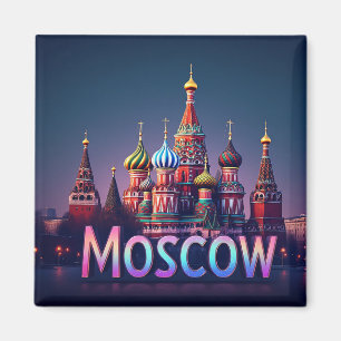 Imán 🧲 Recuerdo de viaje a Moscú Rusia efecto neón