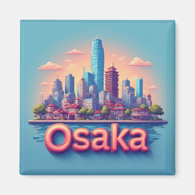 Imán Recuerdo de viaje a Osaka Japón 🗺️ (Frente)