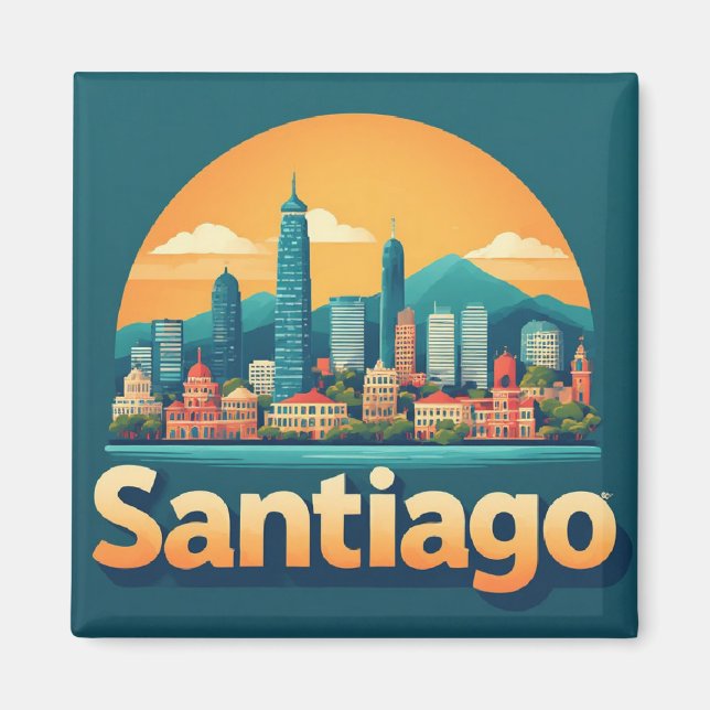 Imán Recuerdo de viaje a Santiago de Chile para explora (Frente)