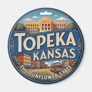 Imán Recuerdo de viaje a Topeka Kansas Capital Prairie