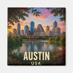 Imán Recuerdo de viaje al frente del río Austin Texas