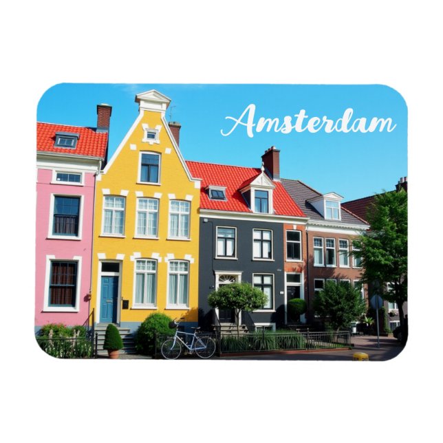 Imán Recuerdo de viaje casas Holanda Amsterdam (Horizontal)