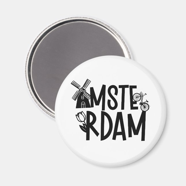 Imán Recuerdo de viaje de Amsterdam Holanda (Anverso/Reverso)